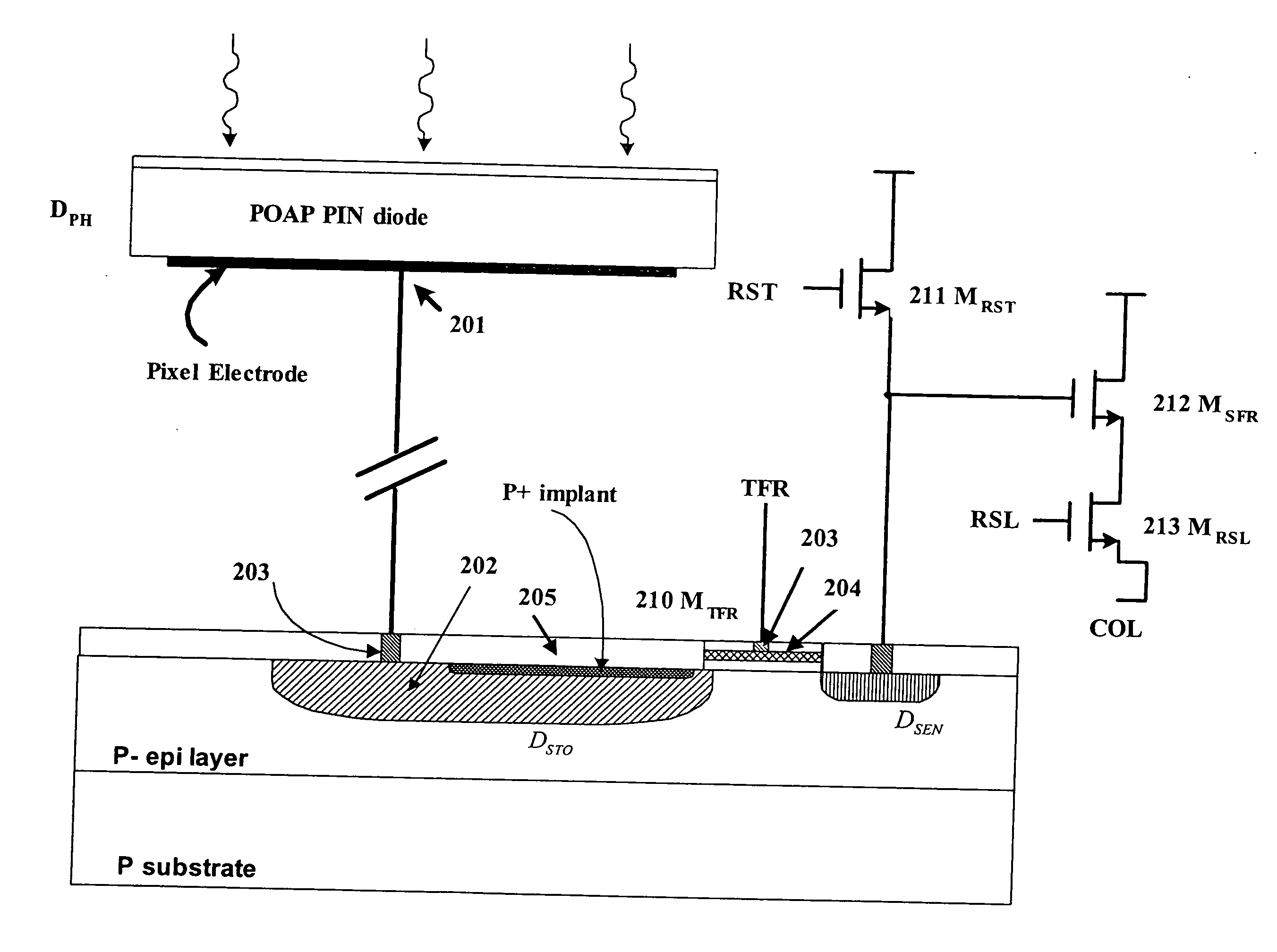 CDS capable sensor with photon sensing layer on active pixel circuit