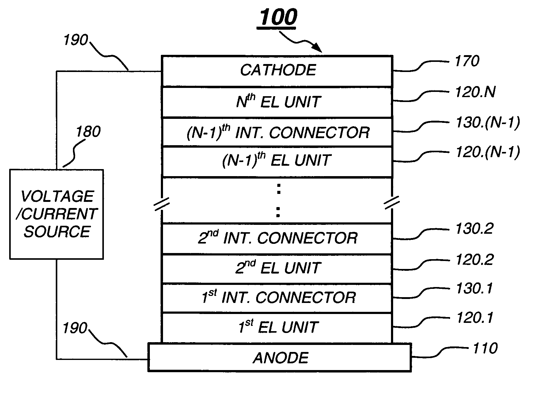 Tandem OLEDs having low drive voltage