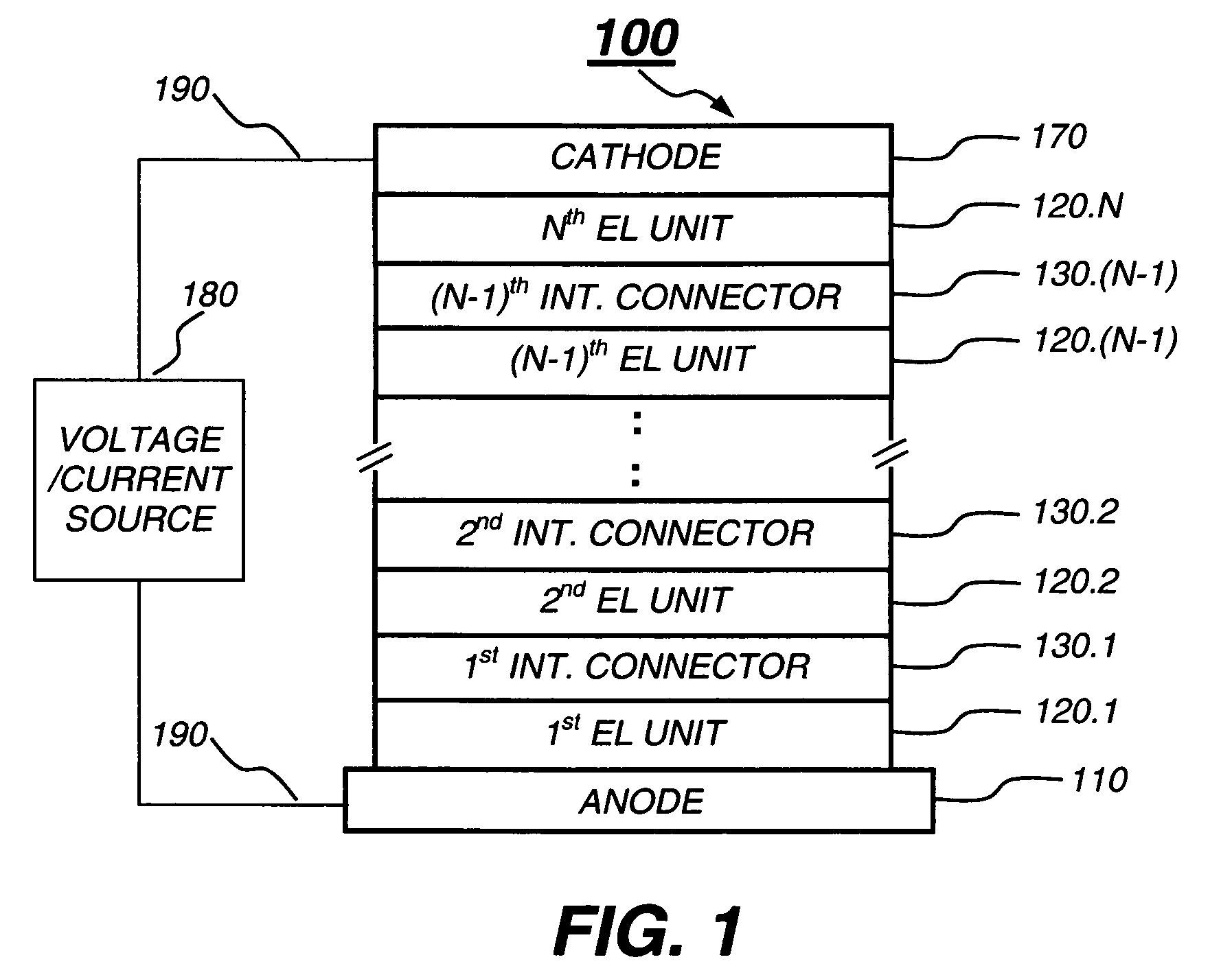 Tandem OLEDs having low drive voltage