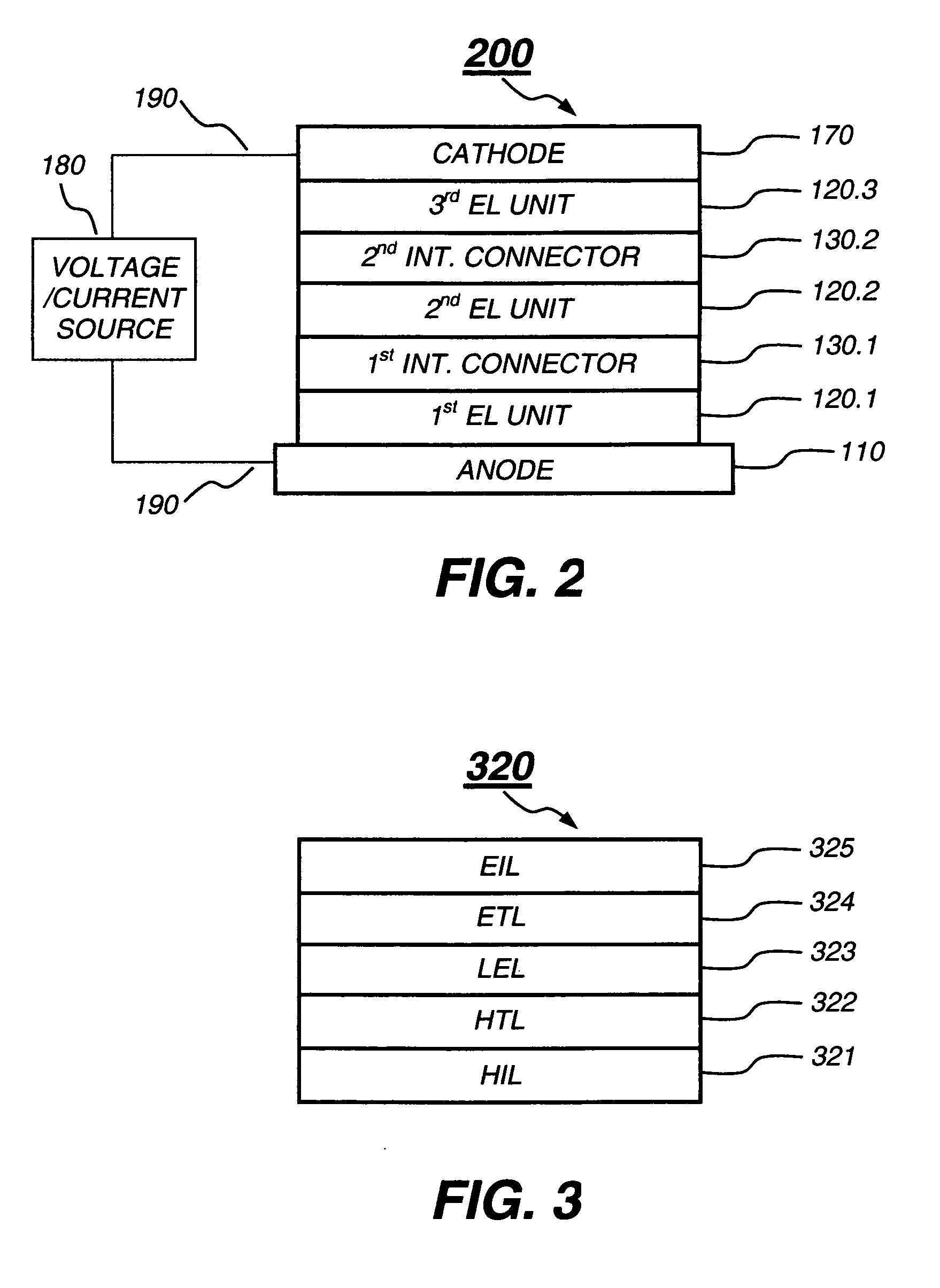 Tandem OLEDs having low drive voltage