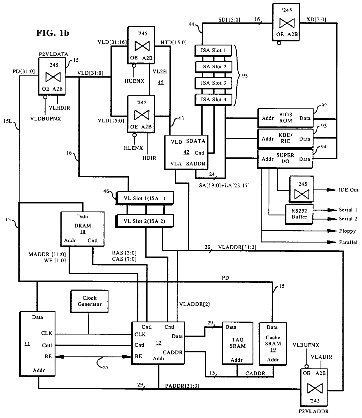 CPU-peripheral bus interface using byte enable signaling to control byte lane steering