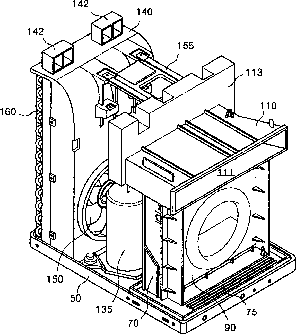 Indoor arrangement for window type air conditioner