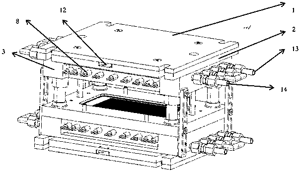 High-temperature fuel cell graphite bipolar plate stamping molding mold and method