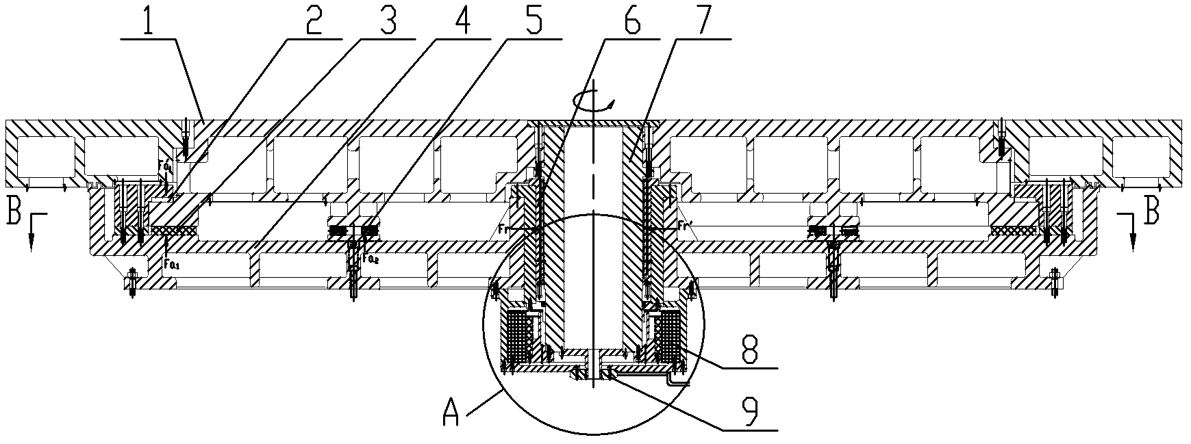 Static pressure workbench for extra-large vertical grinder