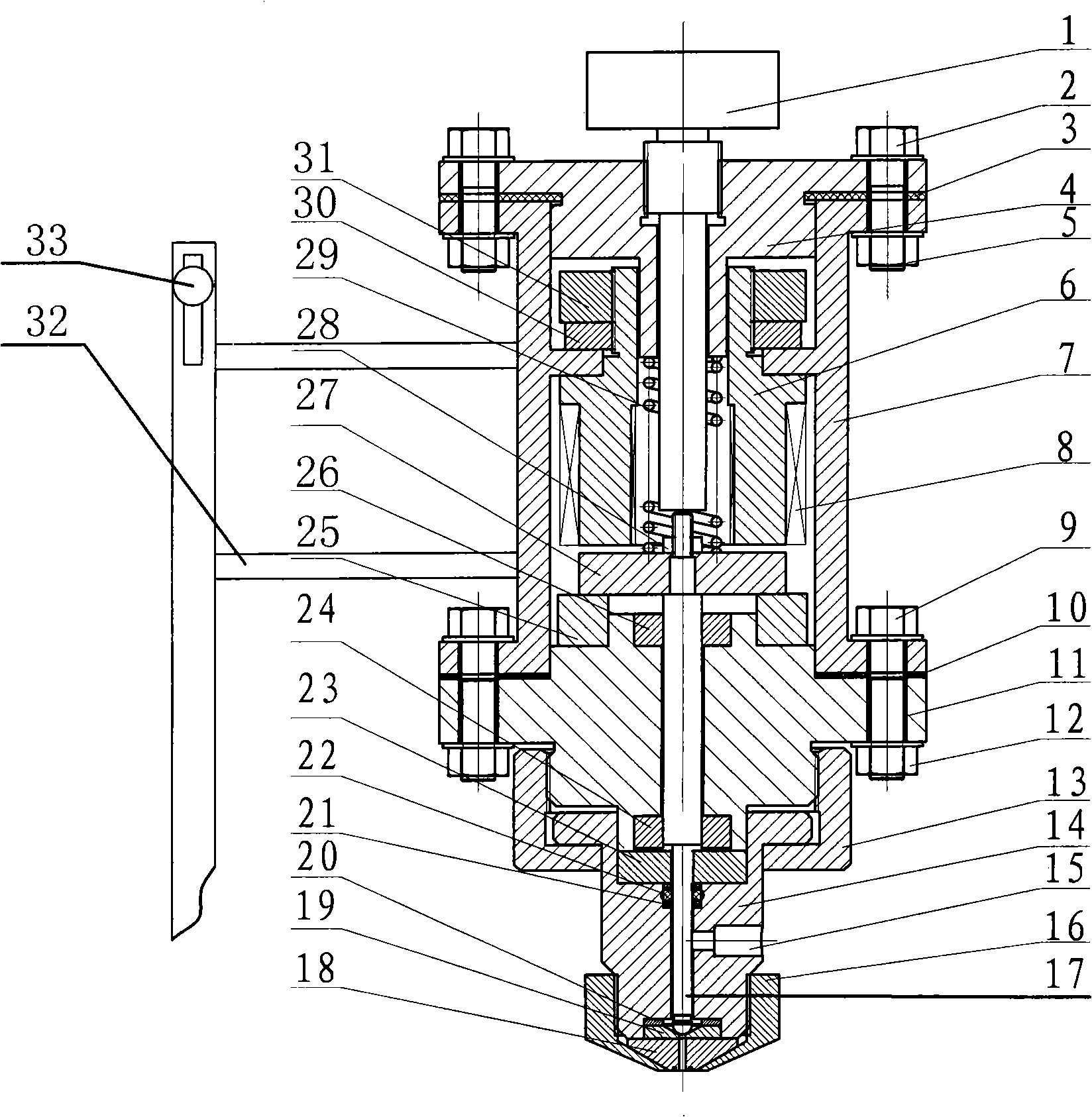 Glue solution injector driven by electromagnetic attraction