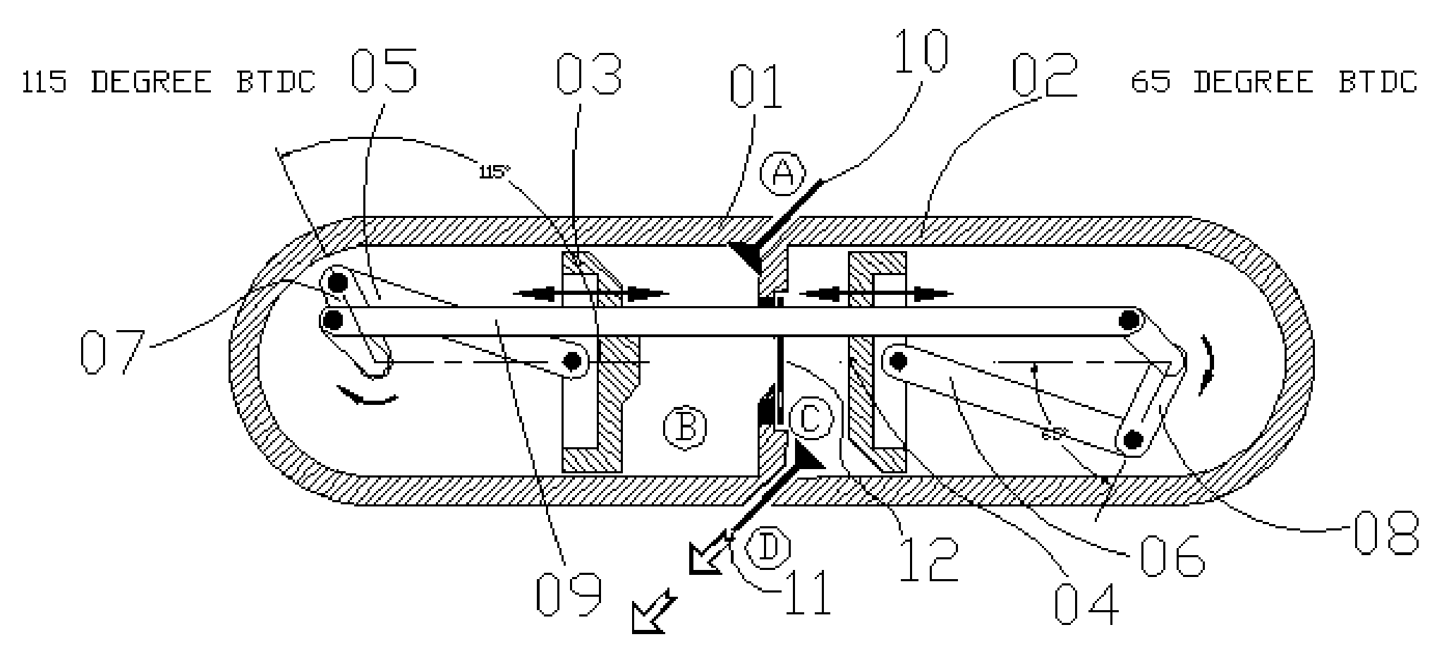 Interstage valve in double piston cycle engine