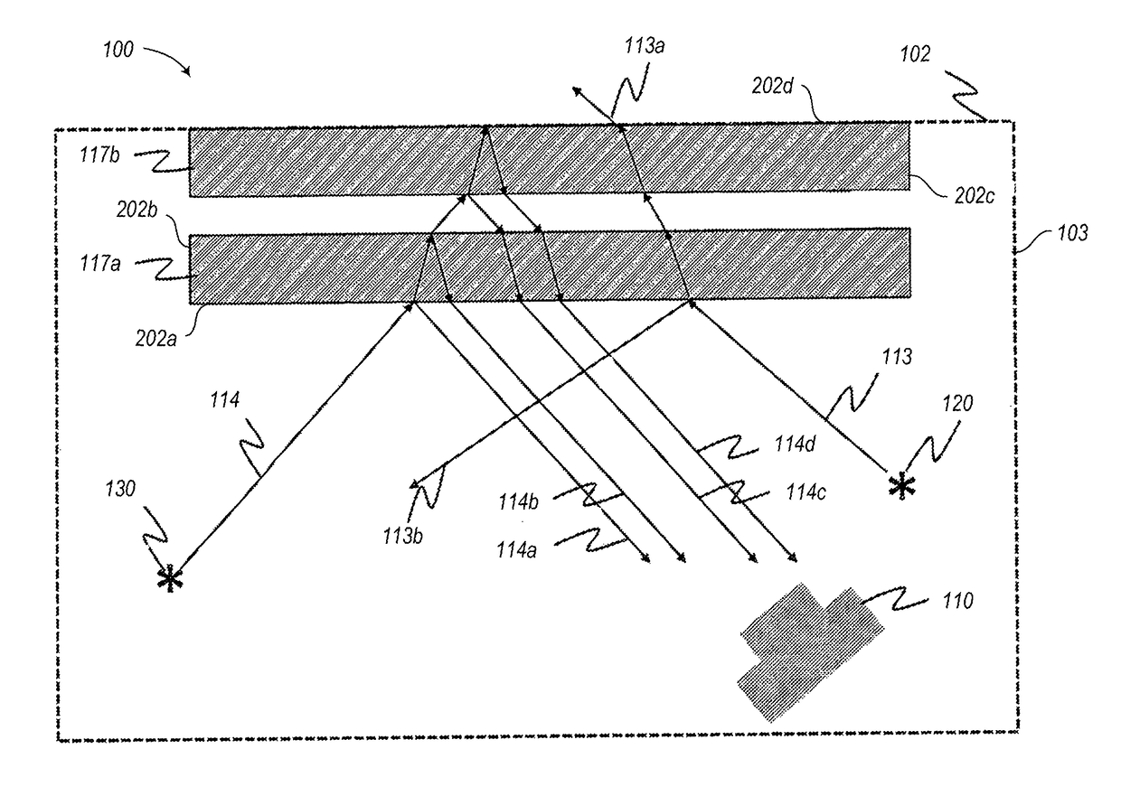 Data collection system and method that detect electronic device displays via fresnel patterns