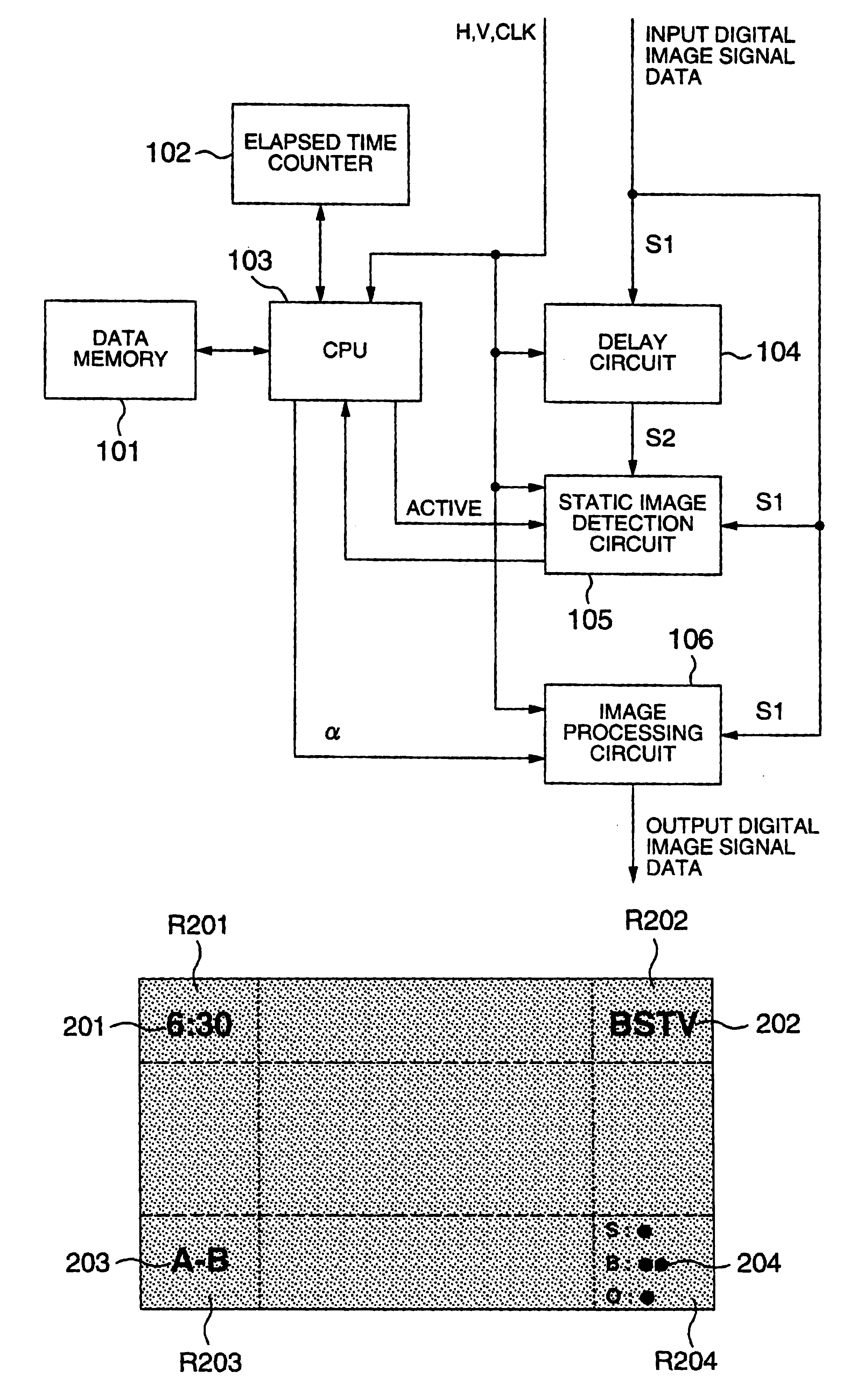 Image display device and method of displaying images with static image detection