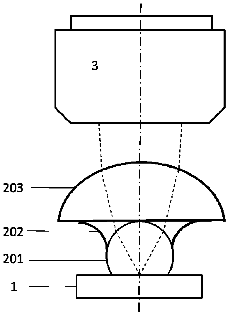 Upper immersed microsphere lens group and system and method for realizing super-resolution optical microscopic imaging under large field of view