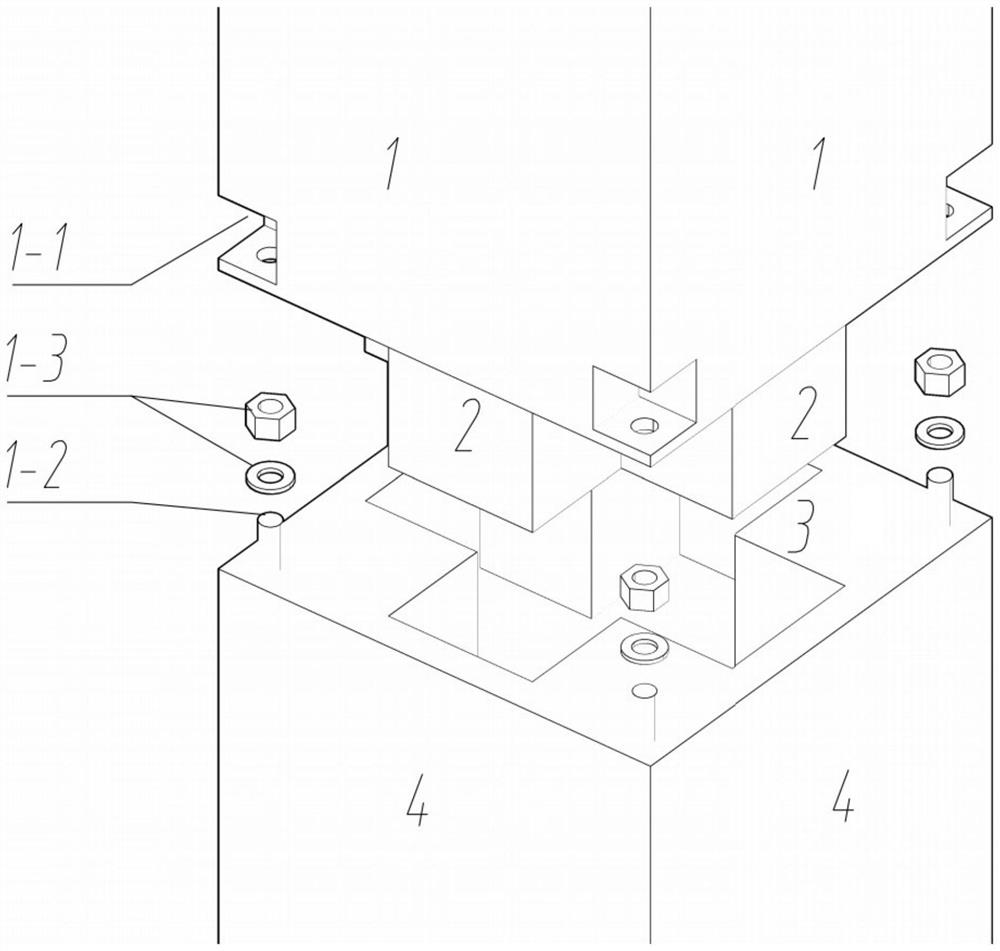 Cross tenon type vertical bolt connecting joint of fabricated concrete frame structure