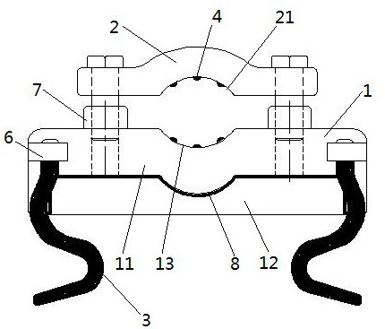 Novel supporting column porcelain bottle wire fixing and eddy current wire damage preventing device