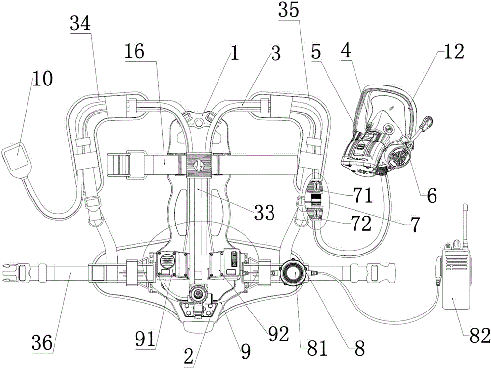 An air breathing apparatus integrating head-up display and communication functions