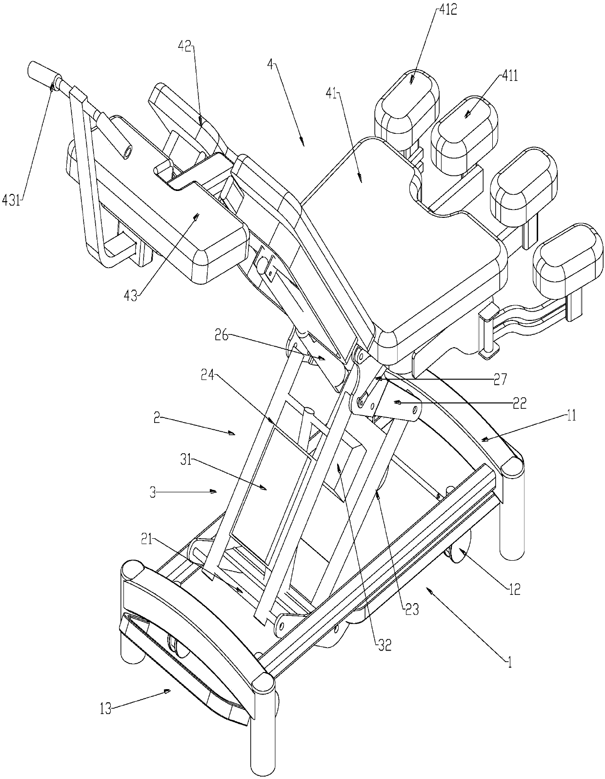 A multi-position massage bed