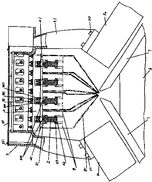 Fitting structure of top lever device and shuttle changing device of computerized flat knitting machine