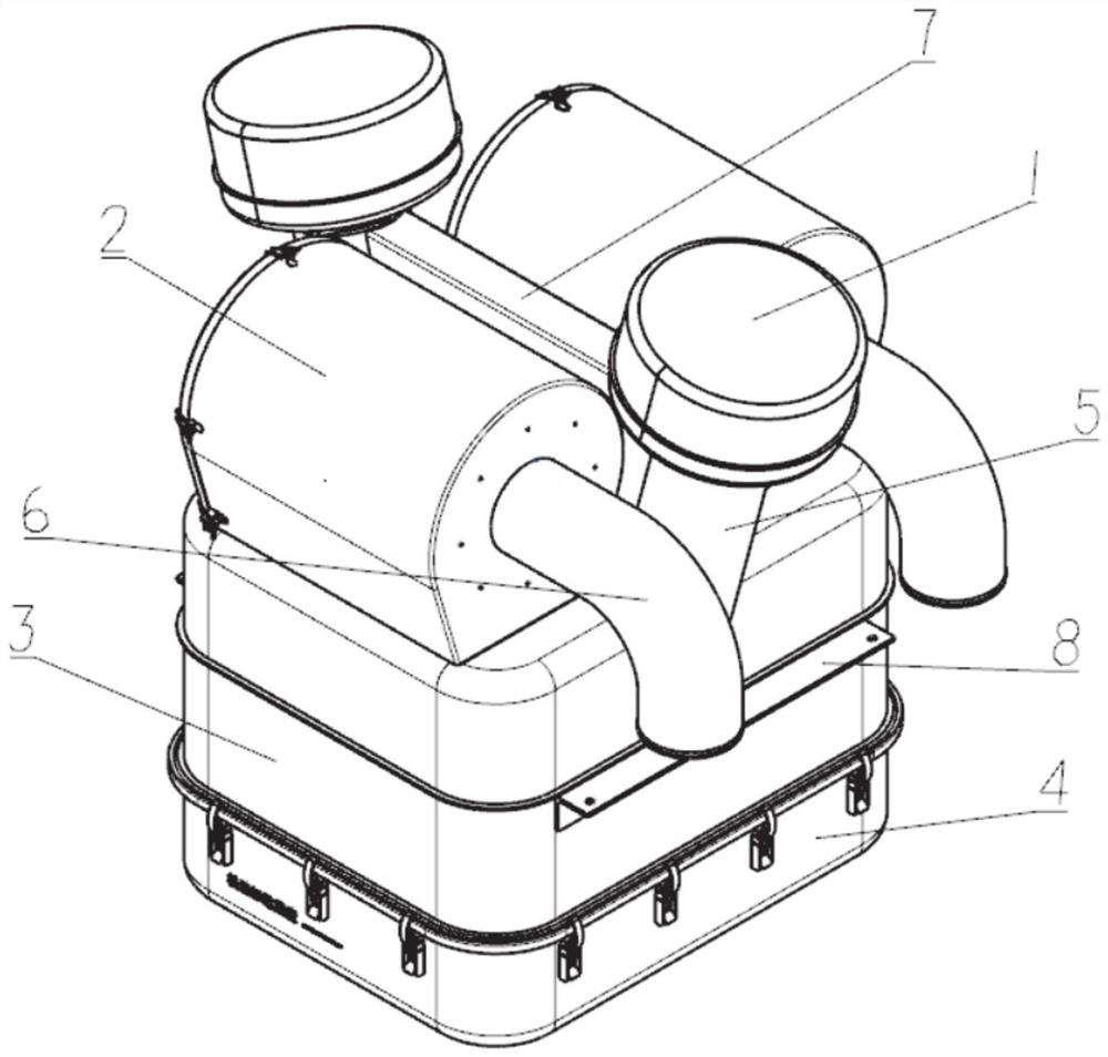 Engine integrated double-inlet double-outlet three-stage filtering air inlet system and engine