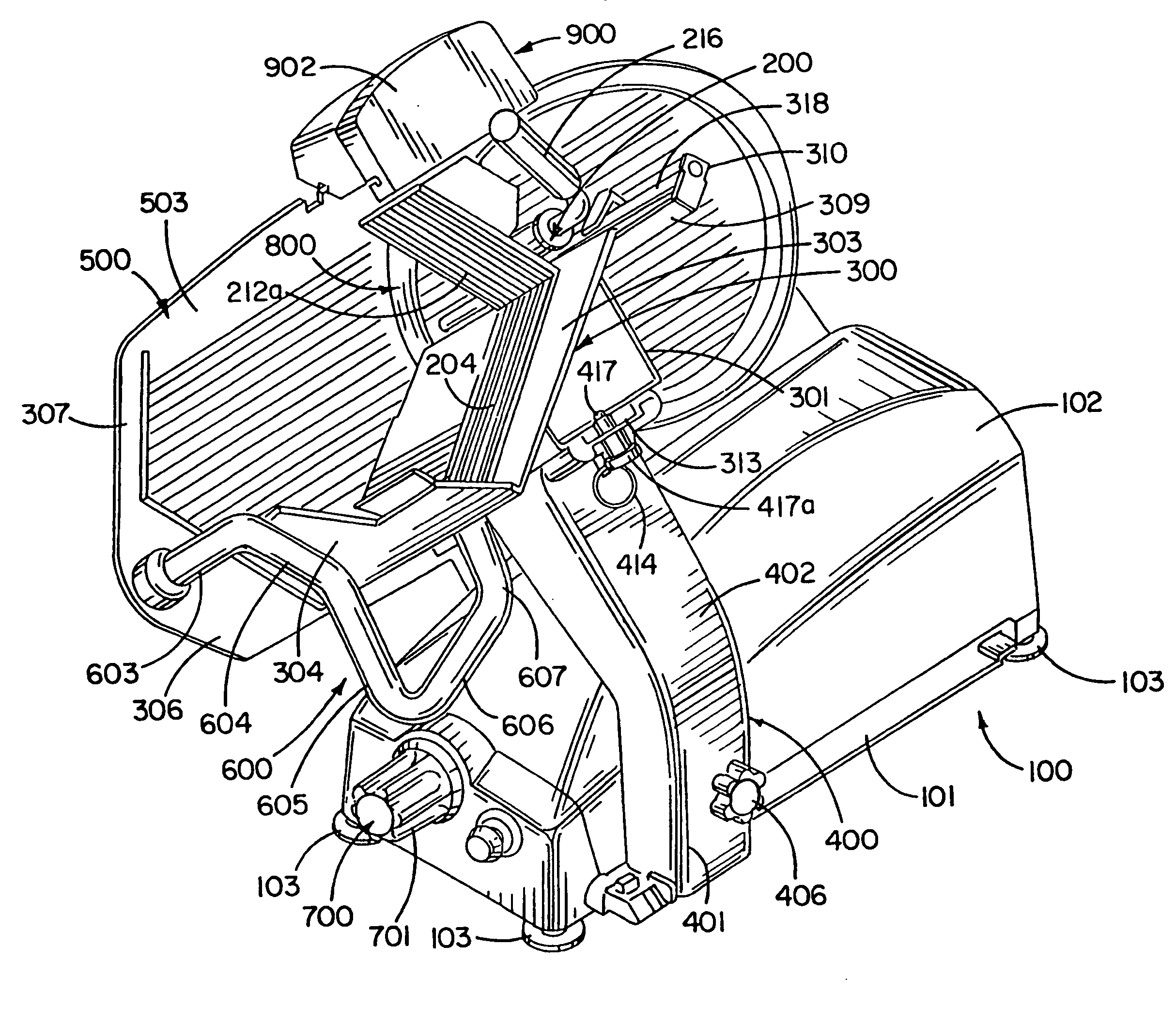 Slicing machine, method of use and components thereof