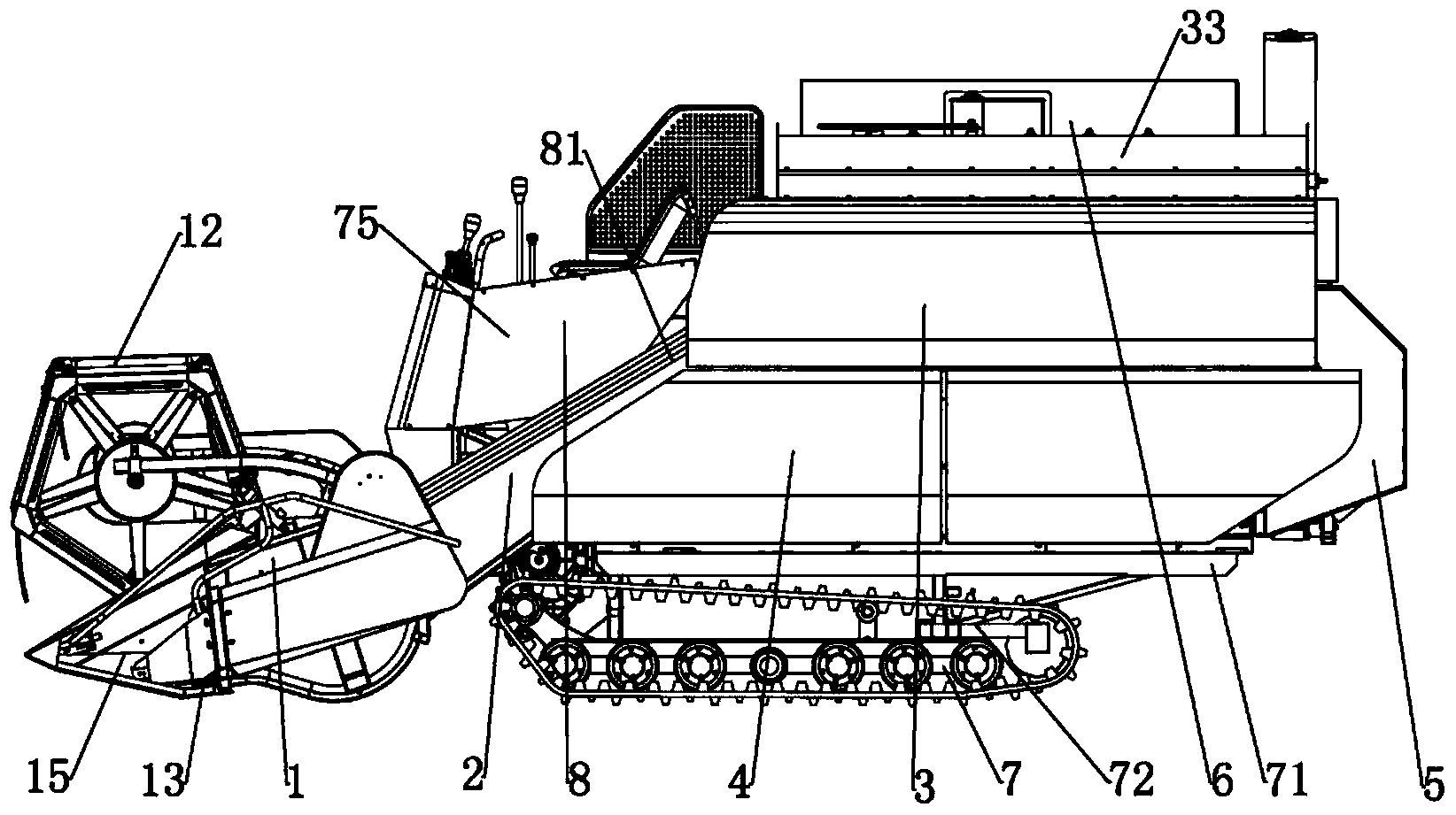 Bridge of combine harvester and combine harvester with bridge