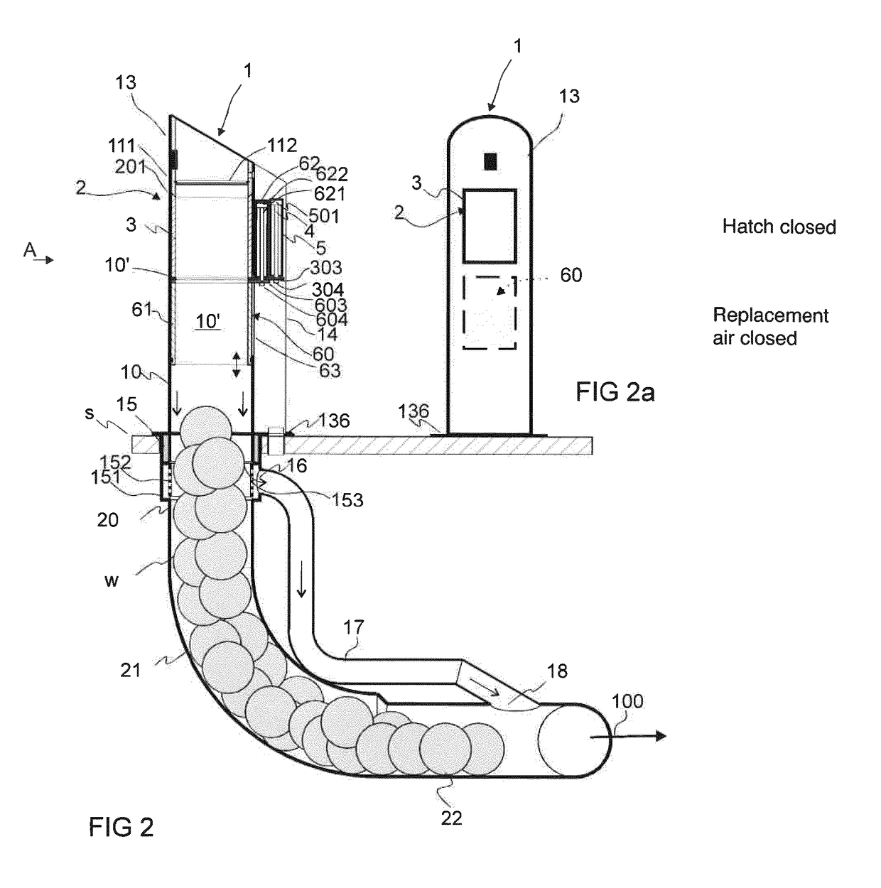 Method and apparatus in a pneumatic pipe transport system for material, and a conveying system for wastes