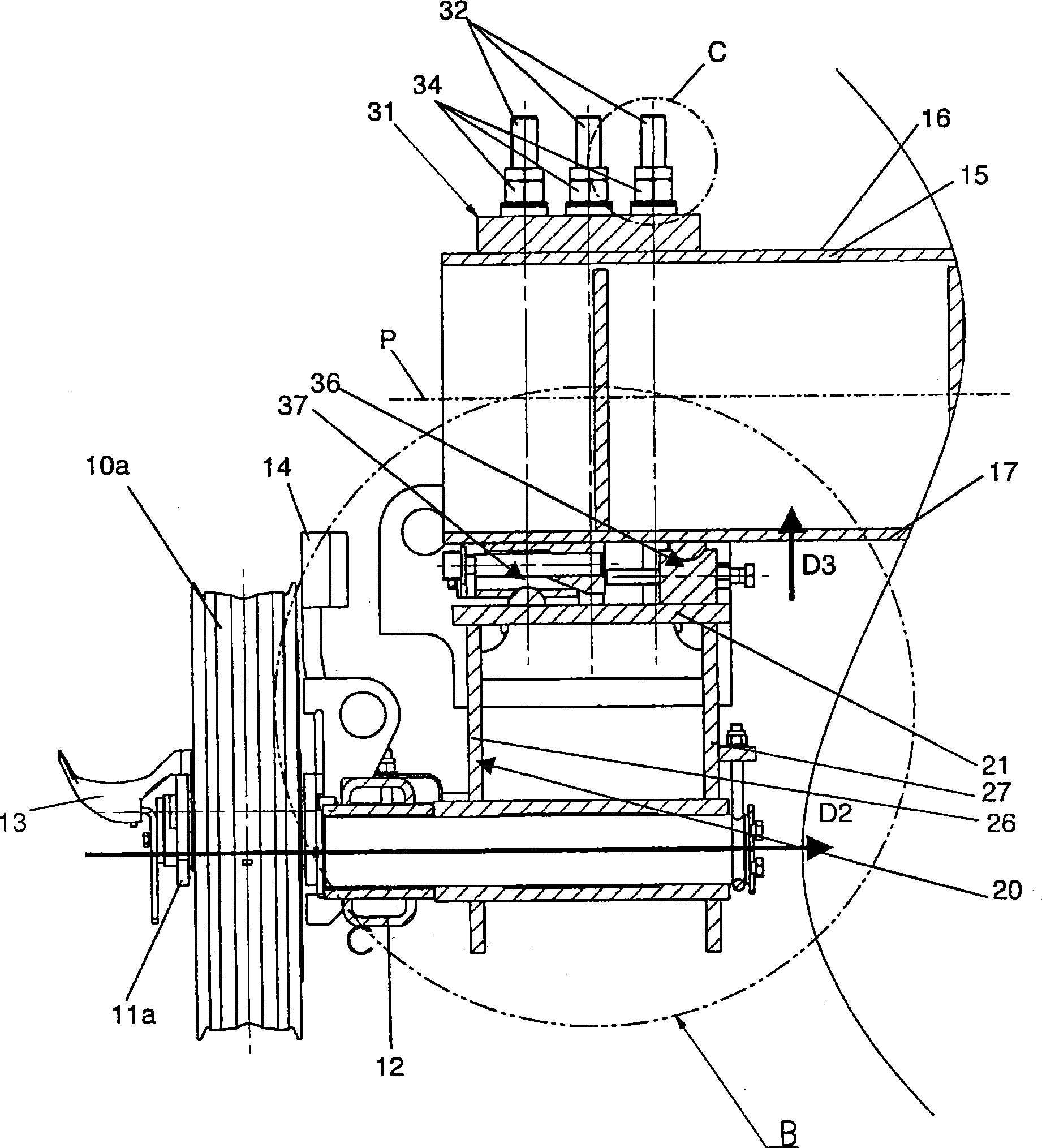 Mechanical device for adjusting a pulley array for supporting and guiding an overhead cable of a mechanical ascending system