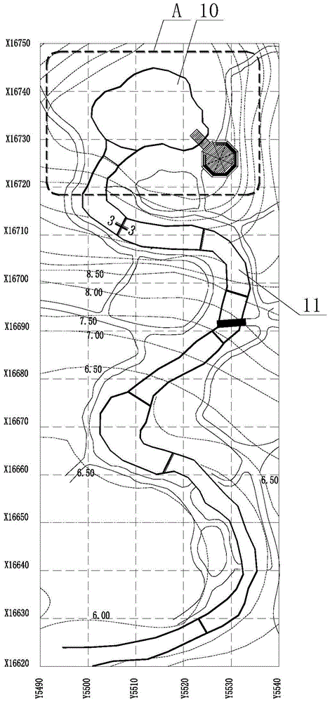 Waterscape structure and construction method of cascading waterfalls on artificially built mountains