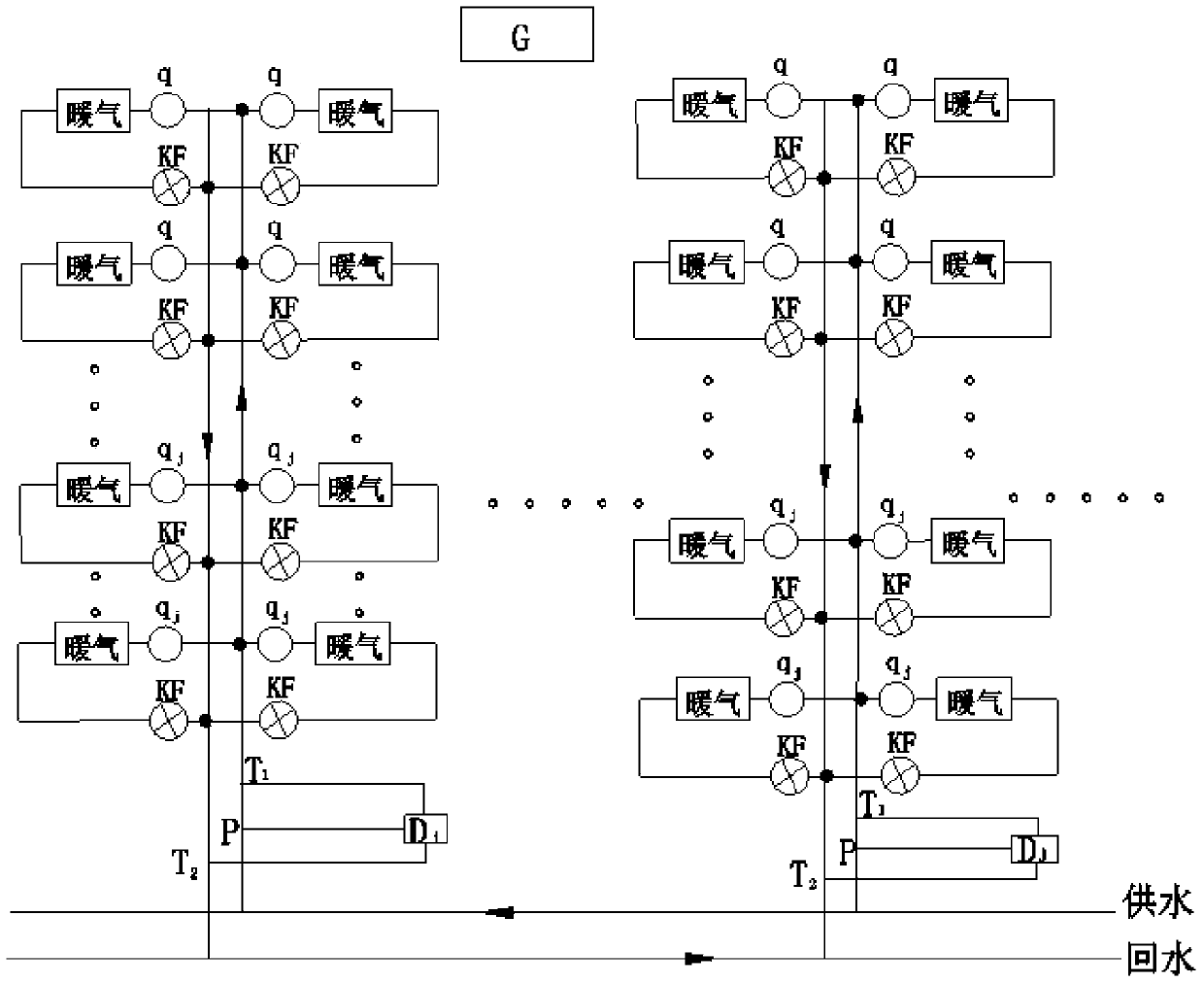 Heating pipe network heat statistical data decomposition, collecting and transmission system and method