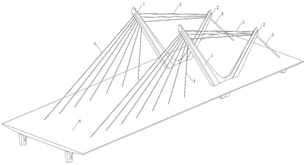 Longitudinal V-shaped cable bent tower cable-stayed bridge