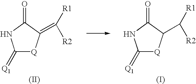 Method for preparing compounds derived from thiazolidinedione, oxazolidinedione or hydantoin