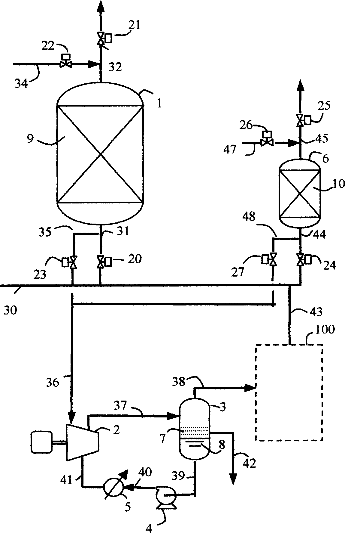 Process and flow for recovering hydrocarbon component from hydrocarbon containing gas