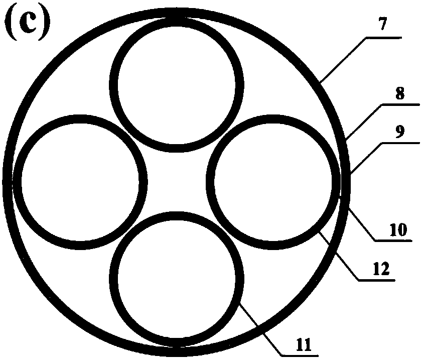 Multi-cell metal-based carbon fiber composite thin-walled energy absorbing structure and preparation technique thereof