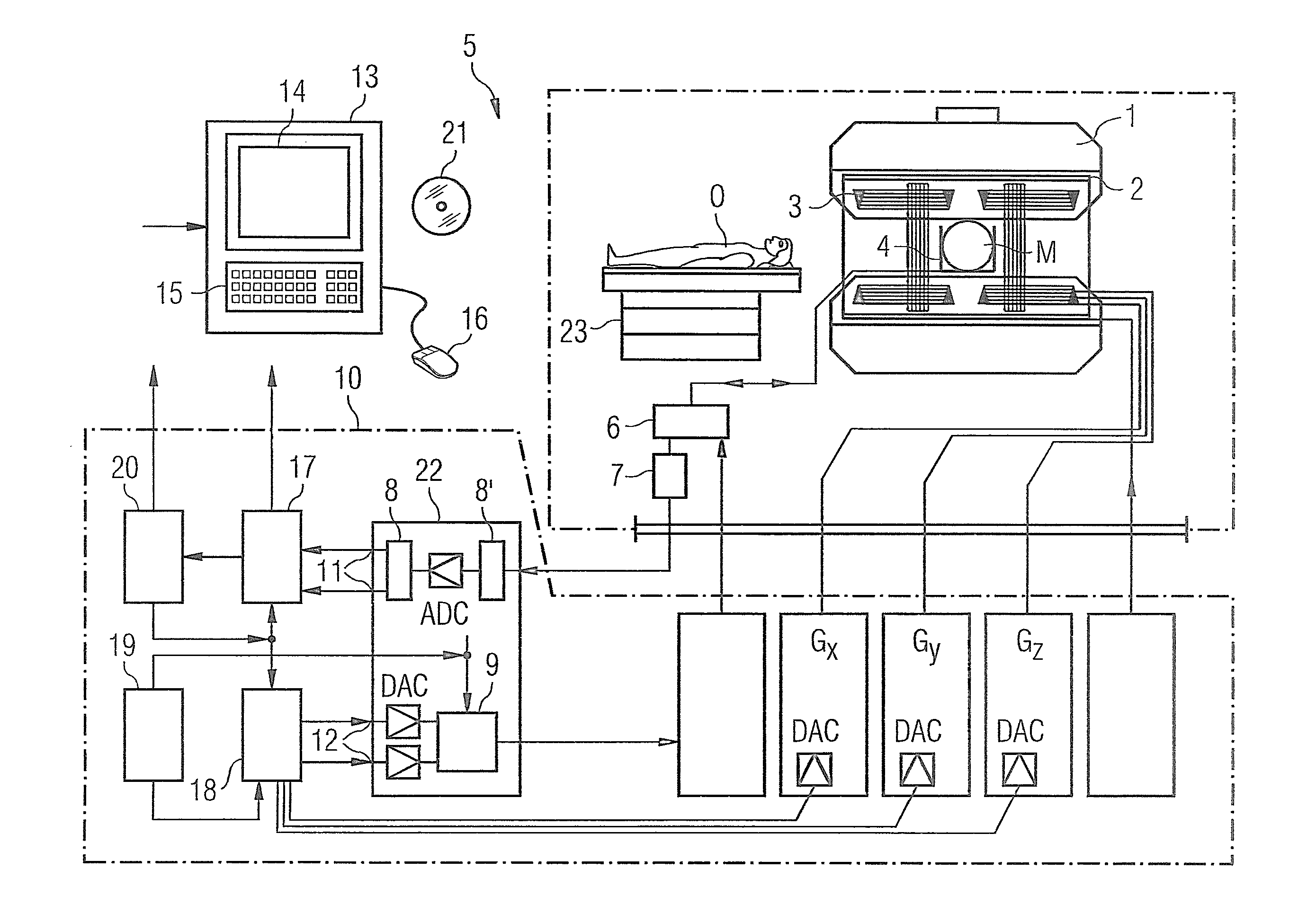 Magnetic resonance system and method to acquire mr data and to determine a b1 magnetic field