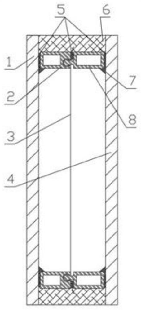 Suspended film hollow glass, manufacturing method, continuous production device and application