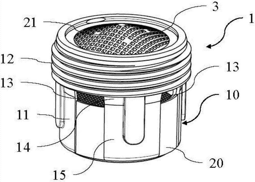 Faucet assembly with aerator cartridge and method for mounting the assembly