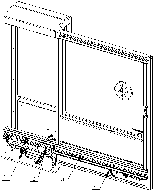 Rolling wheel sliding rail driving device of rail transit platform gate