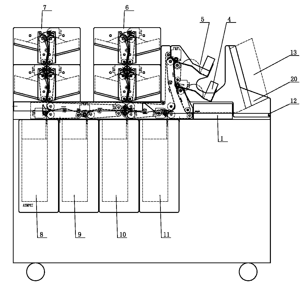 Large-sized bill sorter capable of expanding upward and downward