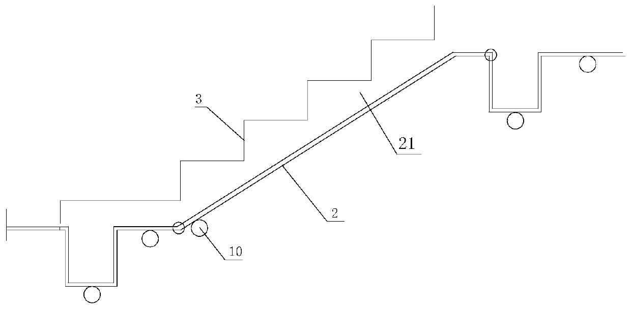 Stair step directional steel formwork and construction method