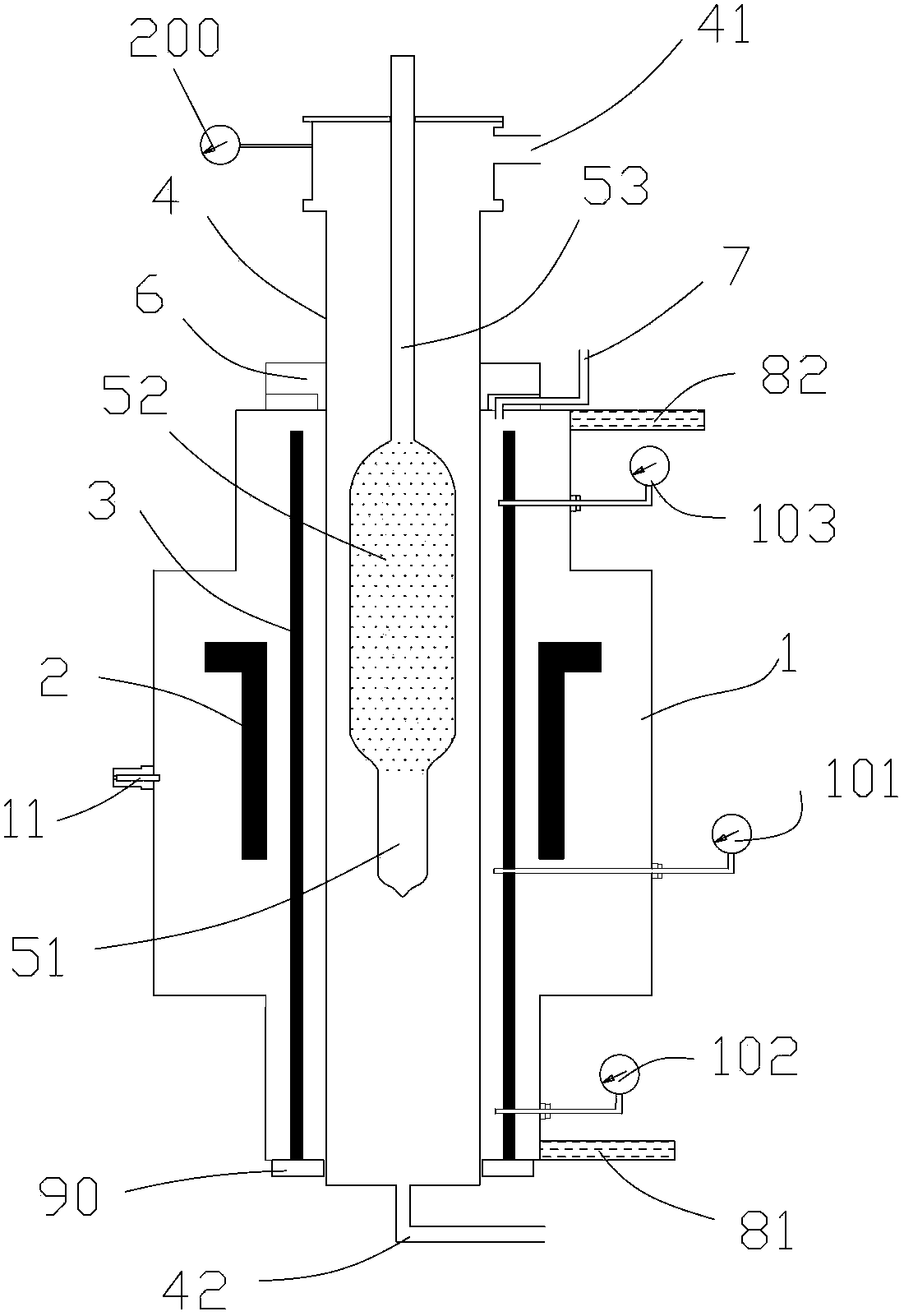 Graphite furnace for sintering glass loose mass