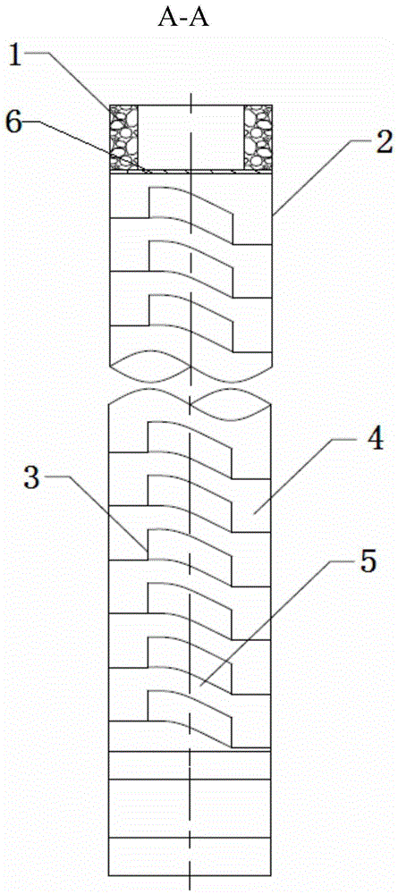 Down pipe with internal spiral structure