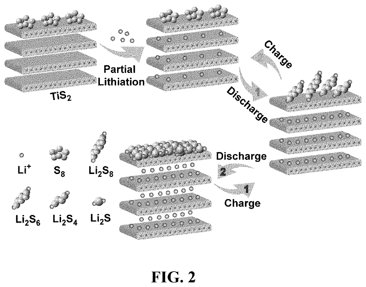 Titanium disulfide-sulfur composites