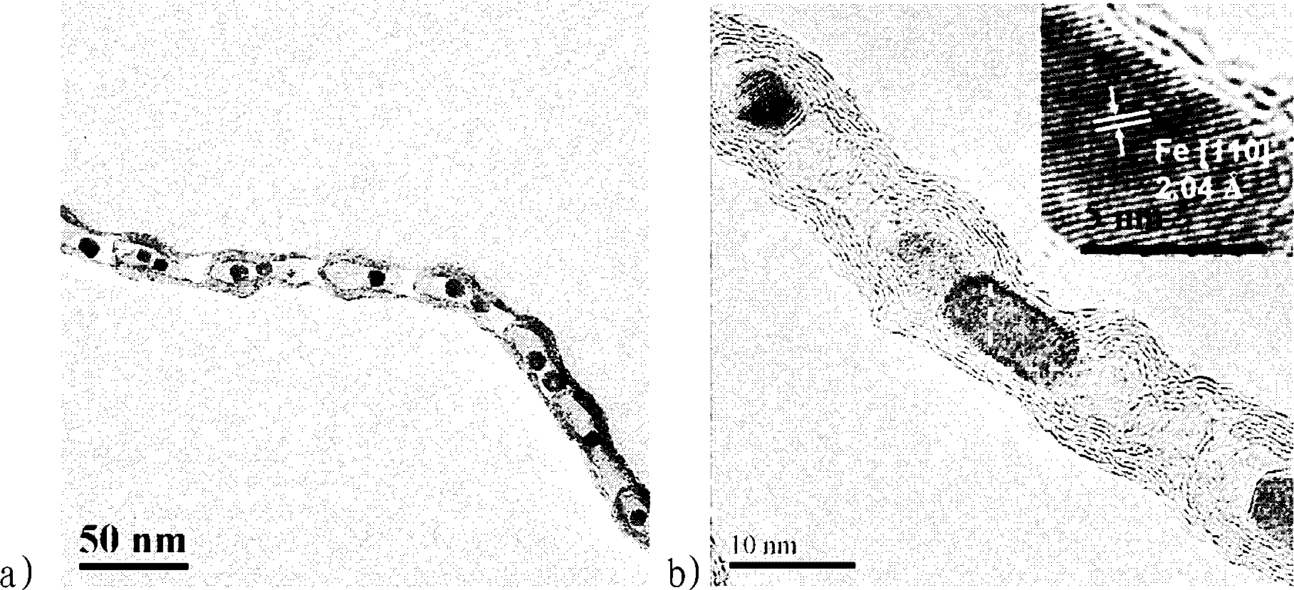 Preparation method of pod-shaped carbon nanotube encapsulation non-noble metal nano-particles