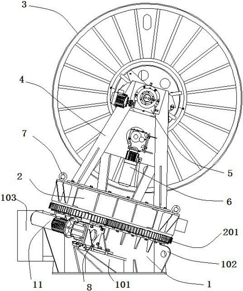 Releasing device having back-twisting function for vertical submarine cable cabling machine