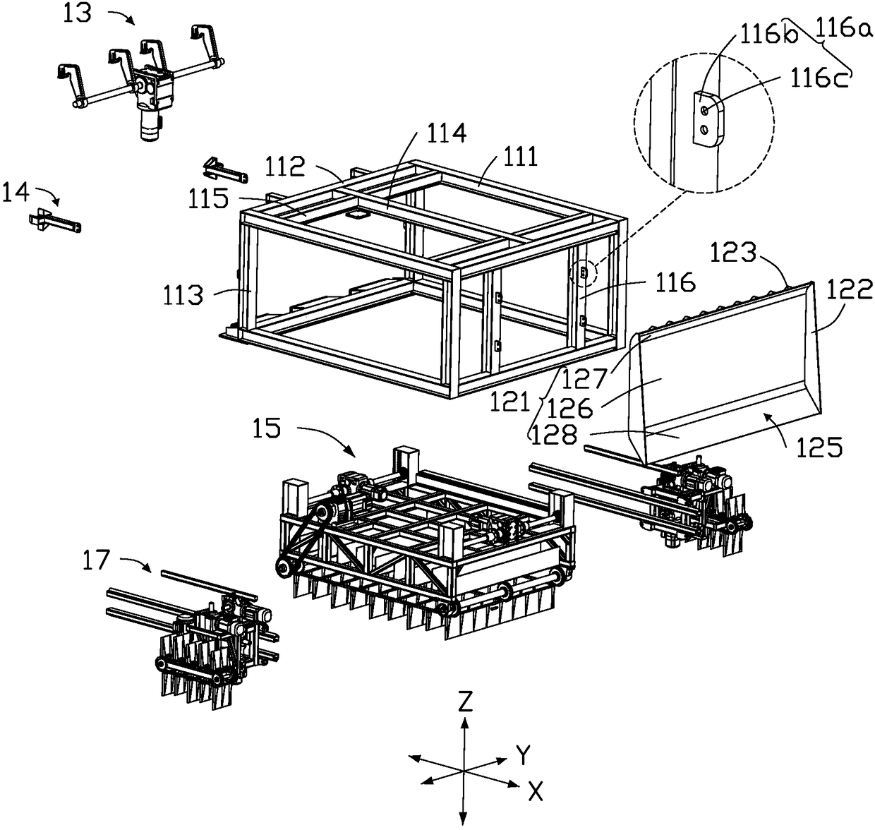 Unloading device and loading equipment