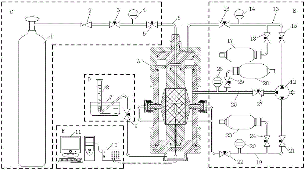 Test device and method for coal body deformation under action of true triaxial stress, seepage, adsorption and desorption