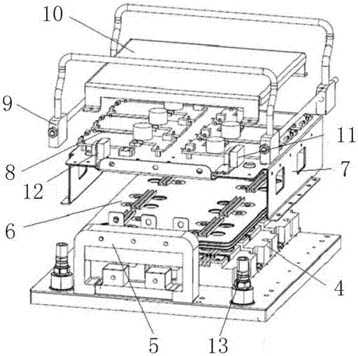 Three-phase inversion power module based on two-way spiral flow channel water cooling heat radiation substrate