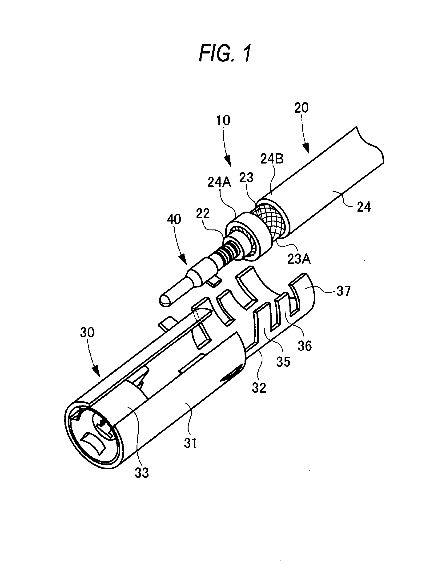 Terminal processing structure and terminal processing method of coaxial cable