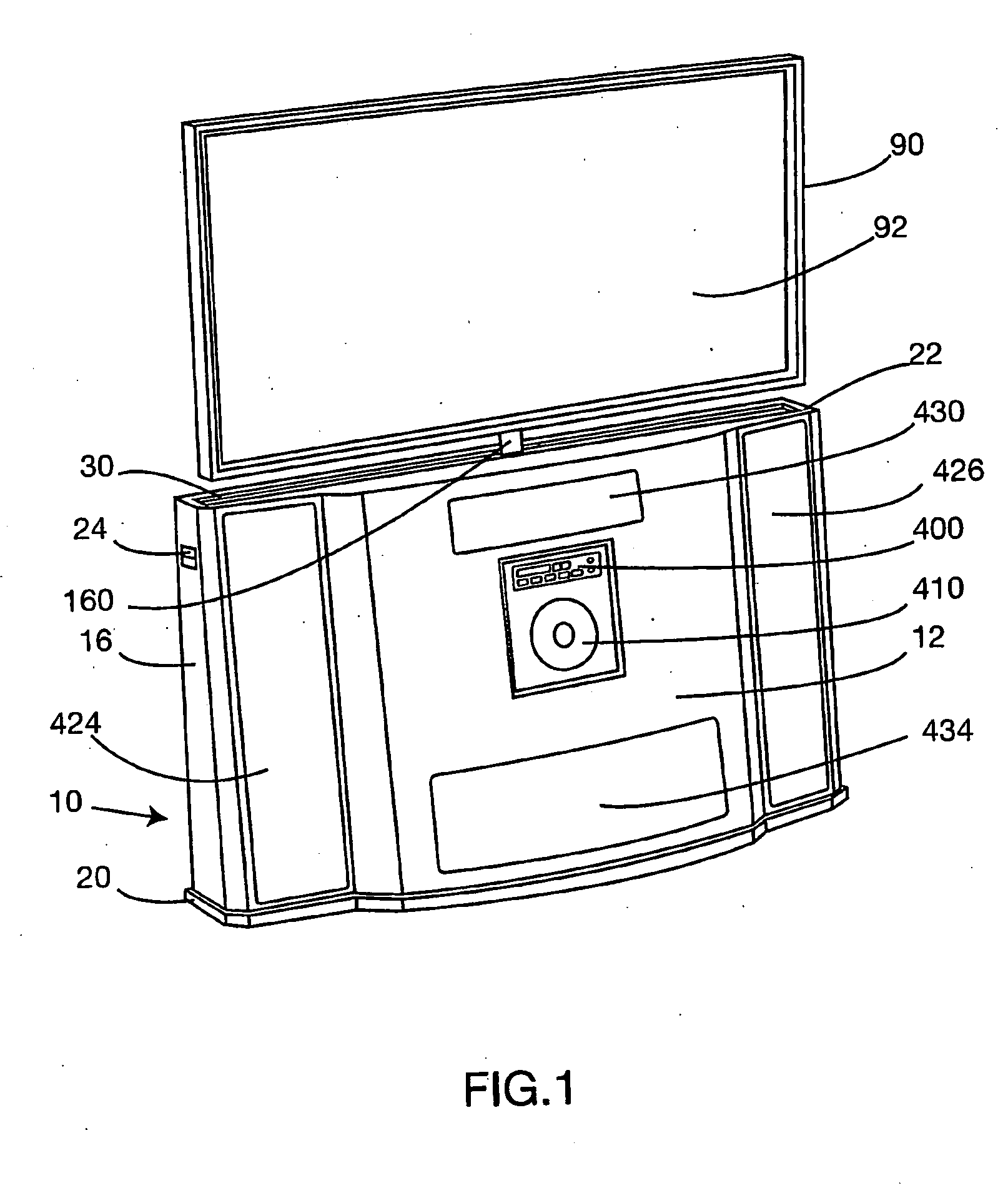 Apparatus for supporting an audio/video system which includes a thin screen video display unit