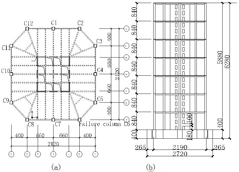 Design method for improving anti-collapse ability of RC frame core tube structure