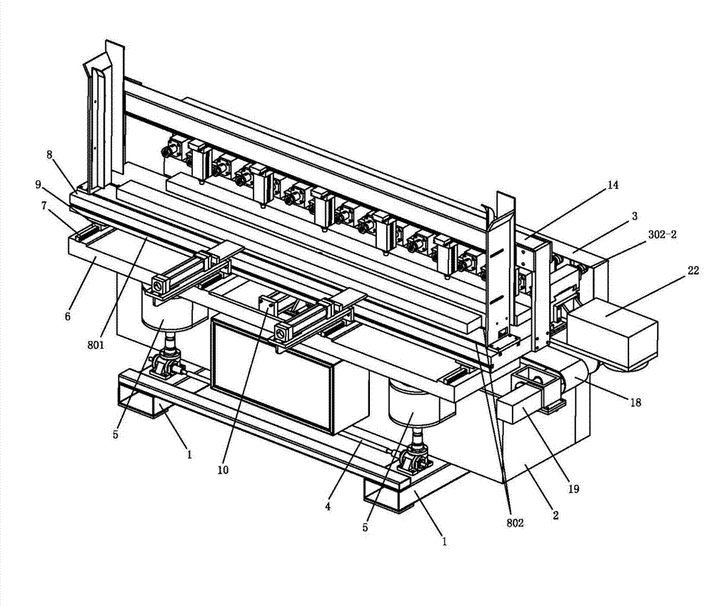 Full-automatic transversal multi-shaft milling and drilling machine