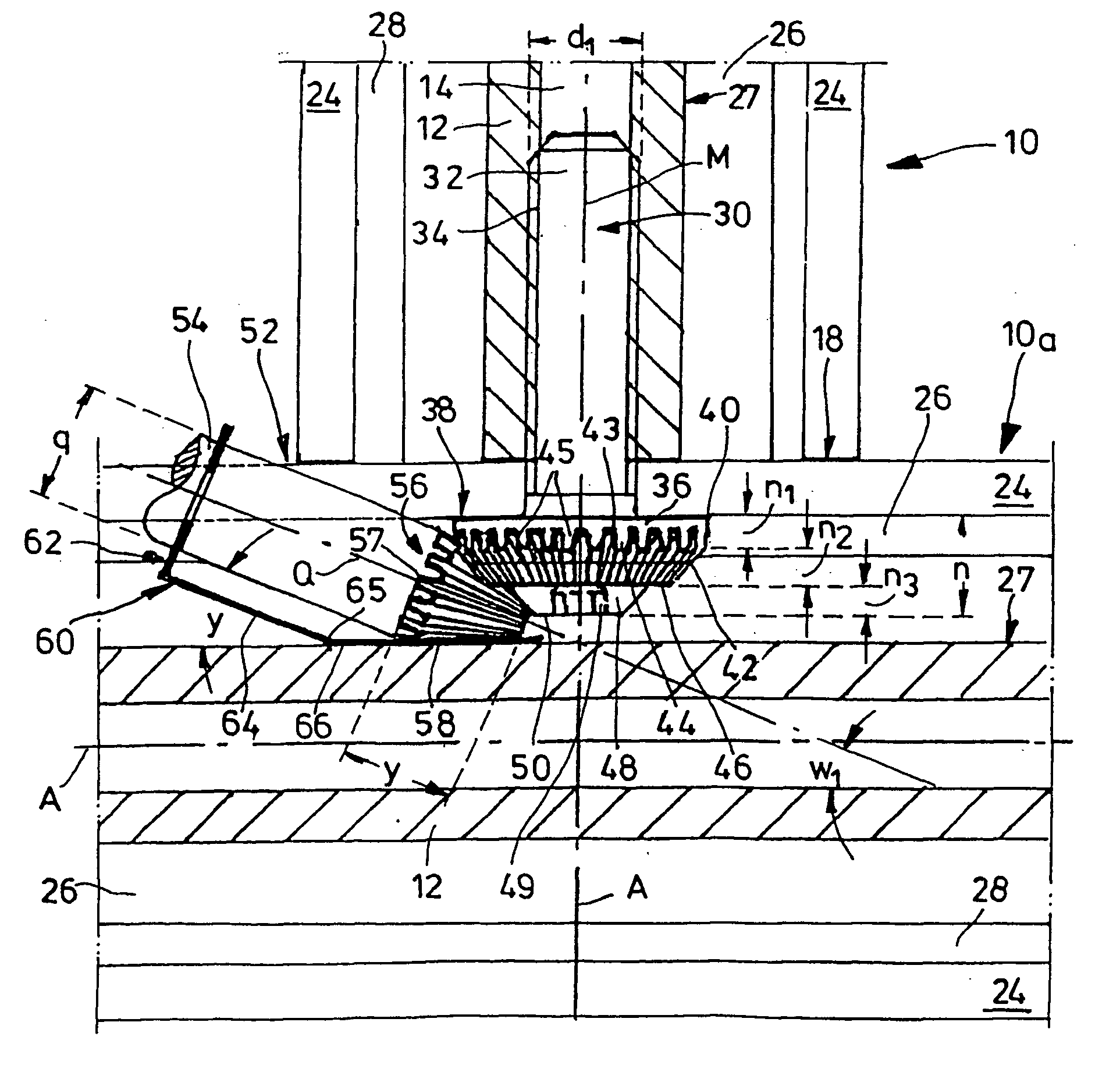 Device comprising two hollow profiles that are held together by means of a connecting screw, and corresponding tool