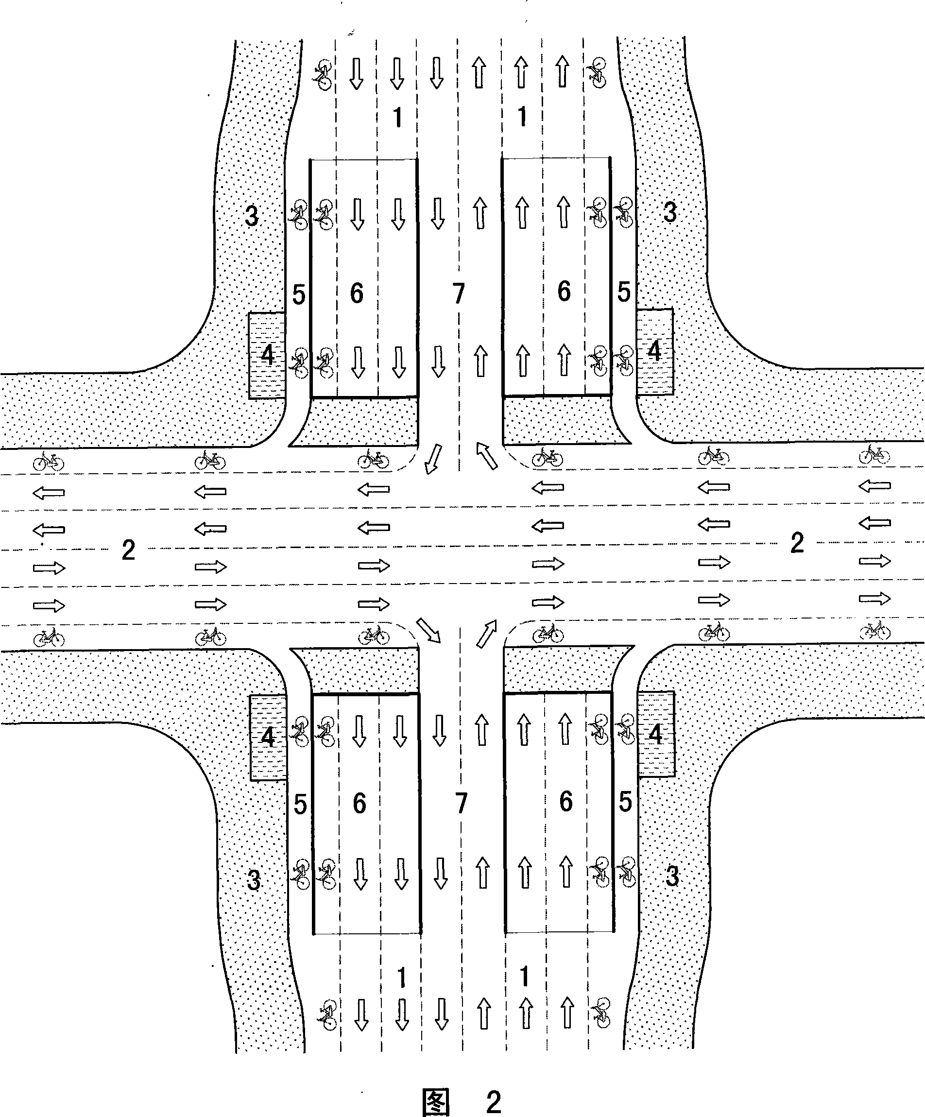 Low span-depth path separate passing through inter change cross junction