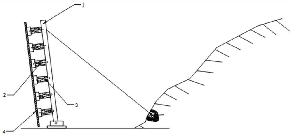 Collapse rockfall protection net structure with tough energy dissipation function and installation method